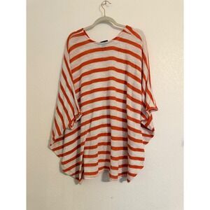 Lane Bryant Striped Poncho Tunic Top Orange White Women's Size 22‎ 24
